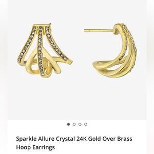 Sparkle Allure Crystal 24K Gold Over Brass Hoop Earrings